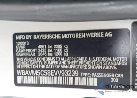 2014 BMW X1 xDrive35I from USA, damaged, VIN WBAVM5C58EVV93239